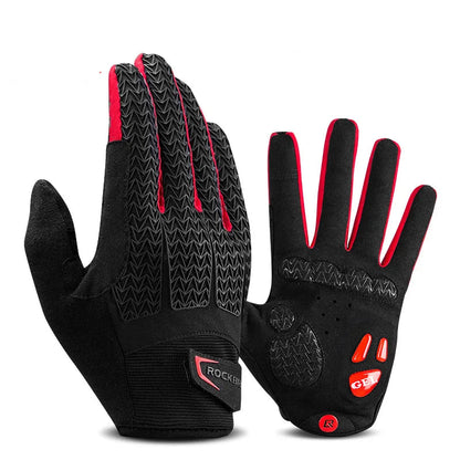 Black and red gloves with liquid silicone coating on a white background