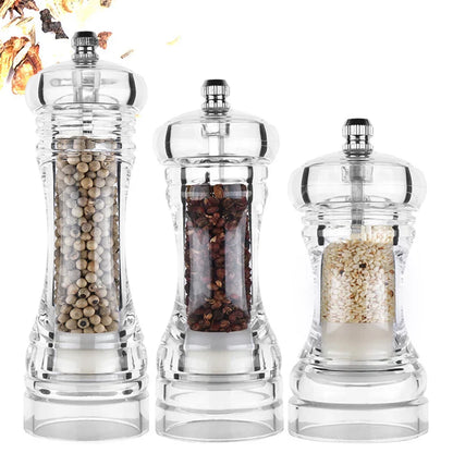 Acrylic Pepper Grinder with Ceramic Rotor – Adjustable Coarseness Salt & Pepper Mill