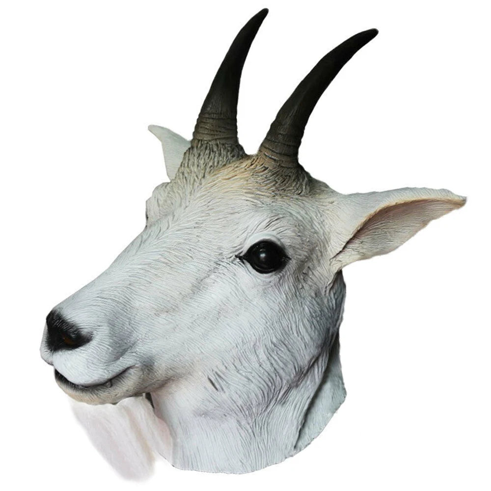 Adult Full-Head Latex Animal Mask, Goat, Sheep or Antelope
