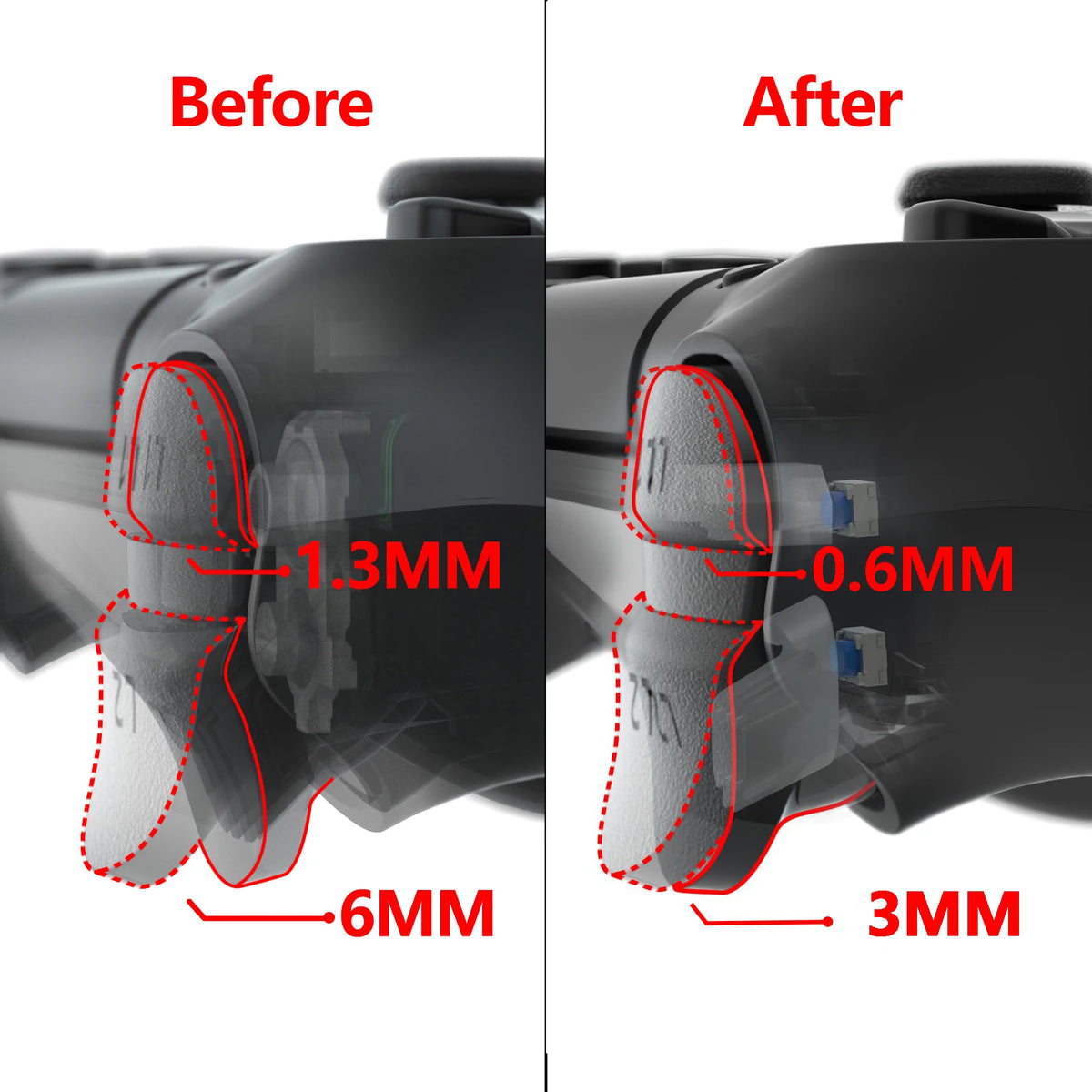 eXtremeRate Tactile Version Clicky Hair Trigger Kit Shoulder Buttons Bumper Trigger Mouse Click Kit for PS4 Controller CUH-ZCT2