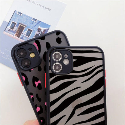 Leopard Print Elegant Pattern Protective Phone Case Translucent Hard Back With Silicone Leopard Pattern Phone Case For Iphone 11 Pro Max 12 13 Mini X Xs Max 7 8 Plus Mobile Phone Protective Case