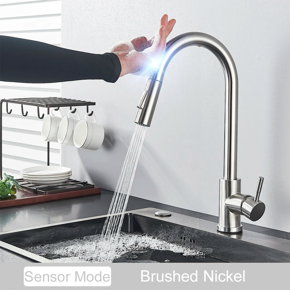 Pull-Out Kitchen Faucet with Touch Control Option and 360° Spout