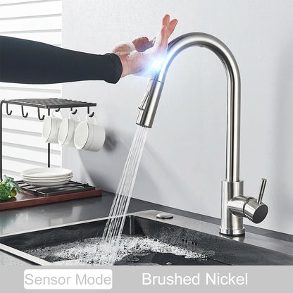 Pull-Out Kitchen Faucet with Touch Control Option and 360° Spout