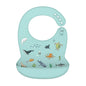 Silicone Baby Bib Waterproof Adjustable Cartoon Banana Feeding Bib with Pocket BPA-Free for 1-3 Years
