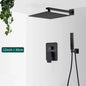 Matte Black Concealed In-Wall Rainfall Shower System with Tub Spout - Wall-Mount Mixer Faucet Set