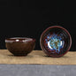 1-Pc Temmoku Glaze Jian Zhan Porcelain Kung Fu Tea Cup - Handmade Ceramic Teacup for Oolong & Pu'er