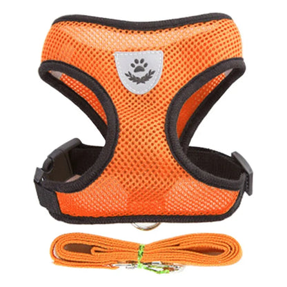 Adjustable Mesh Cat & Small Dog Harness Vest with 1.2m Leash S-XL Breathable Polyester Reflective