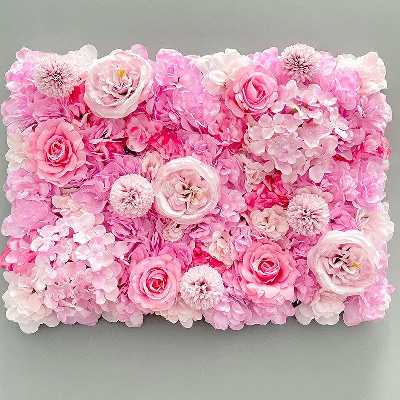 MEIHON Silk Rose Flower Wall Panel - 60x40cm Artificial Backdrop, Connectable, 34 Color Options for Wedding, Home & Events