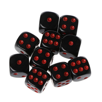 10-Pack 15mm (0.59 in) Multicolor Acrylic 6-Sided Cube Dice Set for Tabletop Games & Parties