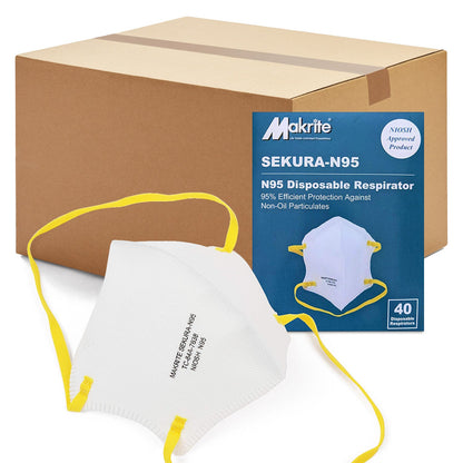 Makrite Sekura N95 Foldable Particulate Respirator Mask, Regular Size