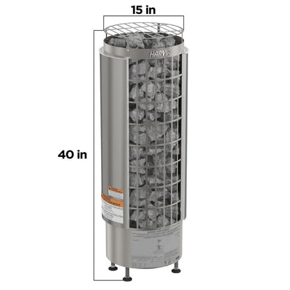 Harvia Cilindro UL Certified Electric Sauna Heater With Xenio CX45 Digital Control Panel & Sauna Stones [PC60/80/90/110E] (SAK86571)