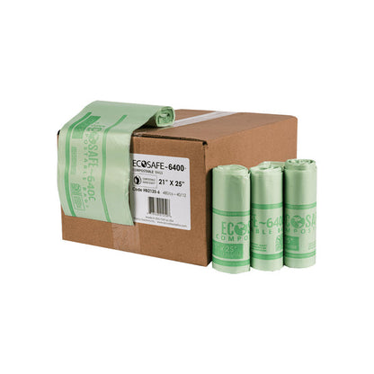 EcoSafe Zero Waste Compostable Bag Liners 8 Gallon 21x25in, SKU HB2125-6