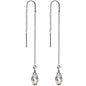 Handcrafted Silvery Threader Earrings Created with Crystals