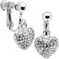 Silver Tone Tone Heart Rhinestone Clip On Earrings