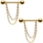 Handcrafted Electro Titanium Gold Plated Chain Dangle Nipple Ring Set