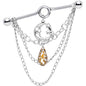 Moon Dangle Industrial Barbell Created with Crystals