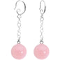 Handcrafted Pink Quartz Jawbreaker Dangle Fishhook Earrings