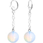 Handcrafted White Opalite Jawbreaker Dangle Fishhook Earrings