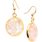 Handcrafted Pink Faux Opal Gold Plated Big Deal Fishhook Earrings