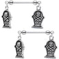 Handcrafted Halloween Gravestone Dangle Barbell Nipple Ring Set