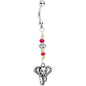 Handcrafted Peridot Ruby Bead Great Elephant Dangle Belly Ring