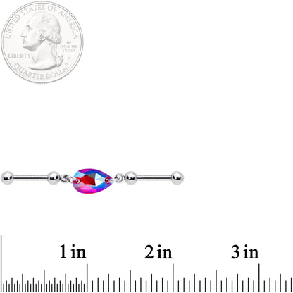 Pink Drop Double Industrial Barbell Created with Crystals