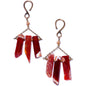 Handcrafted Brass Plated Autumn Red Carnelian Stone Ear Weights