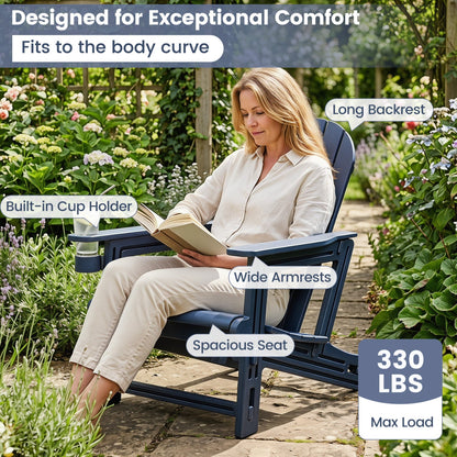 HDPE Adirondack Chair with Cup Holder - Weather Resistant