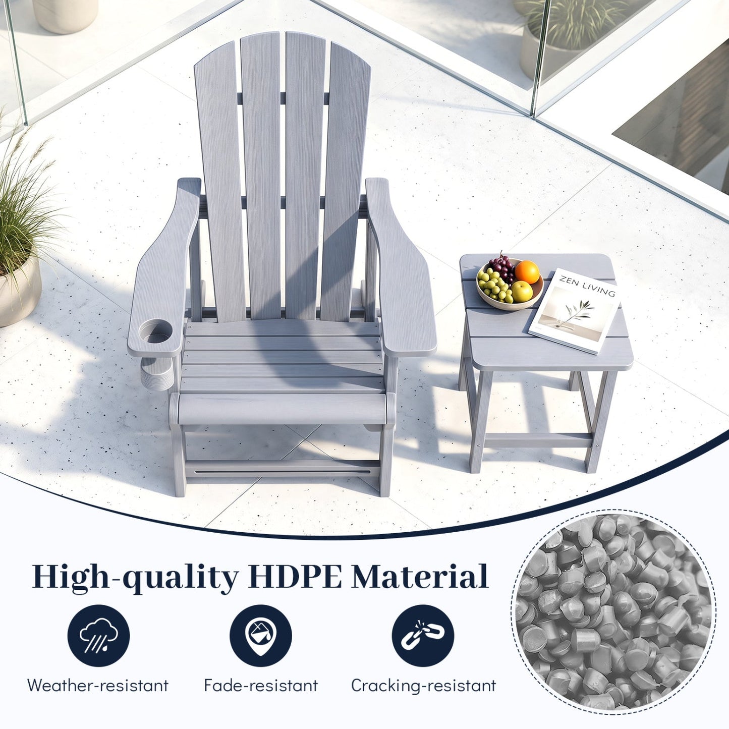 HDPE Adirondack Chair with Realistic Wood Grain