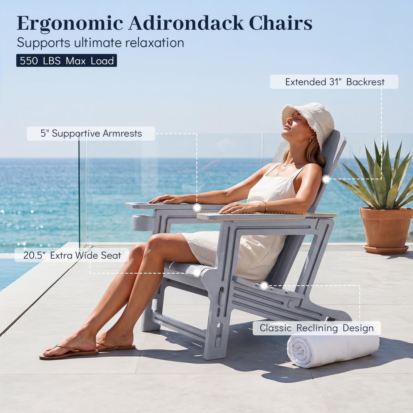 HDPE Adirondack Chair with Realistic Wood Grain