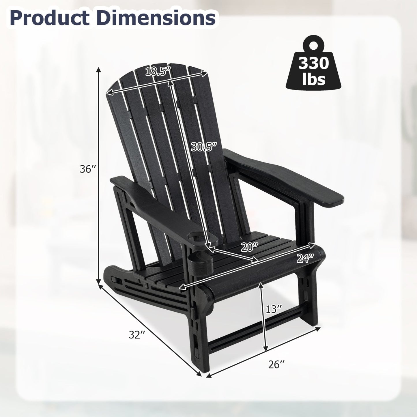 HDPE Adirondack Chair with Cup Holder - Weather Resistant