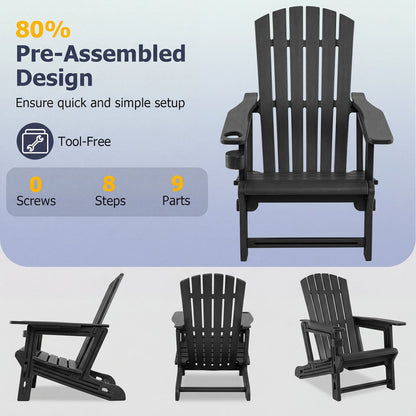 HDPE Adirondack Chair with Cup Holder - Weather Resistant