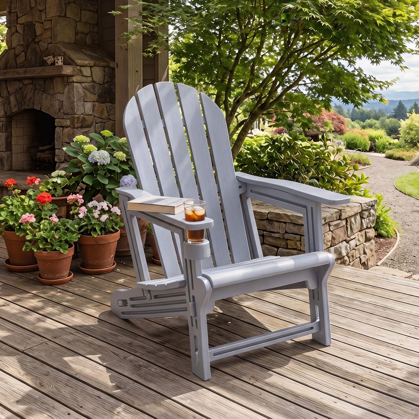 HDPE Adirondack Chair with Cup Holder - Weather Resistant