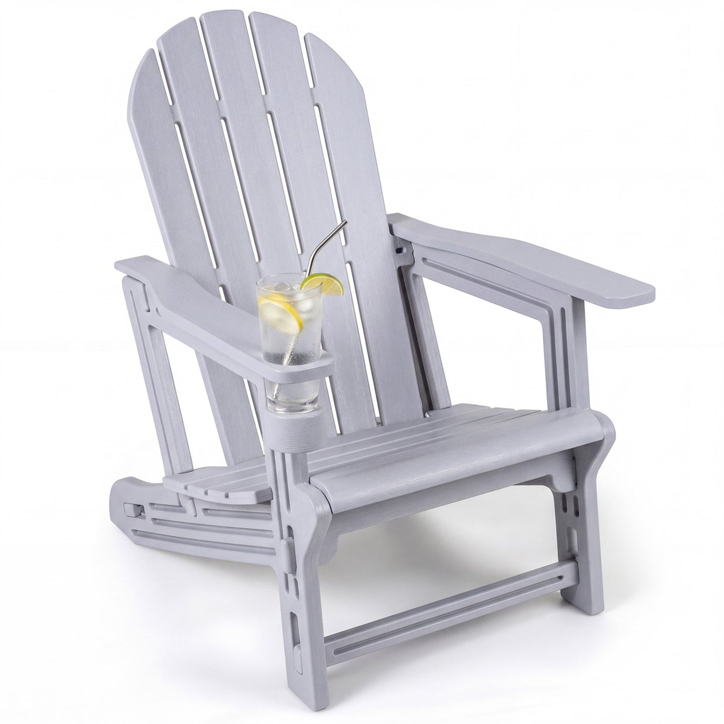 HDPE Adirondack Chair with Cup Holder - Weather Resistant