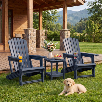 Adirondack Chair with Cup Holder - Weather-Resistant HDPE