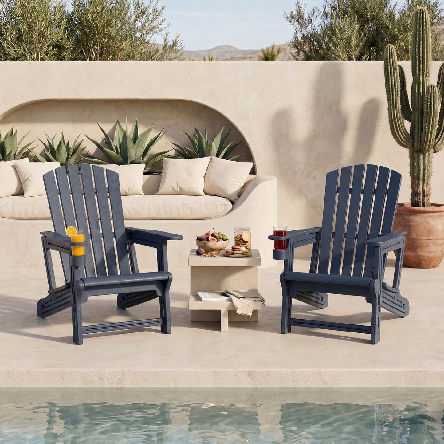 Adirondack Chair with Cup Holder - Weather-Resistant HDPE
