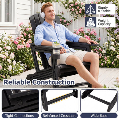 Adirondack Chair with Cup Holder - Weather-Resistant HDPE