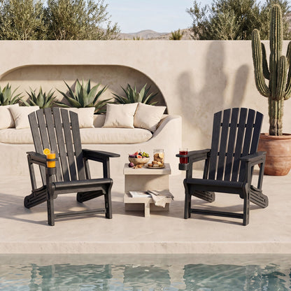 Adirondack Chair with Cup Holder - Weather-Resistant HDPE