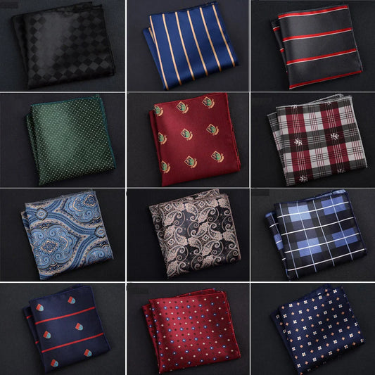 Men's Polyester Pocket Square Handkerchief Polka Dot Striped Floral Print 9 x 9 in (23 x 23 cm)