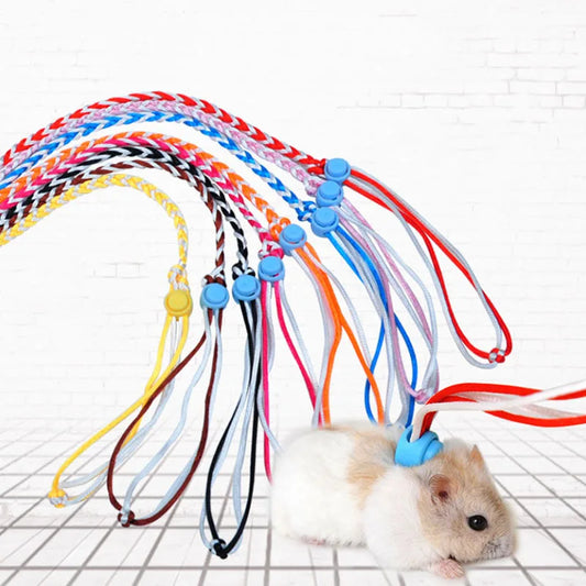 Adjustable Hamster Harness Leash 1.4m (4.6 ft) & 2.0m (6.6 ft) Nylon Rope Lead for Rat Mouse Gerbil
