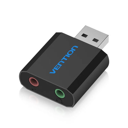 External USB Sound Card 3.5mm Audio Adapter for Laptop, PS4 and Headset Microphone