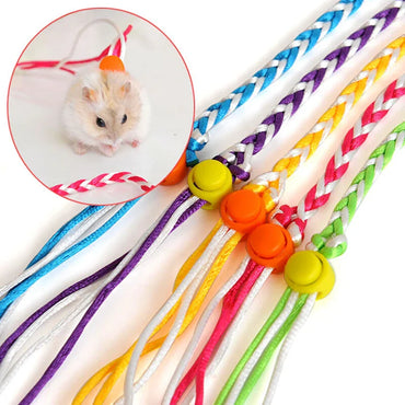 Adjustable Hamster Harness Leash 1.4m (4.6 ft) & 2.0m (6.6 ft) Nylon Rope Lead for Rat Mouse Gerbil