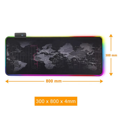 Black World Map Mouse Pad, RGB and Non-RGB Options