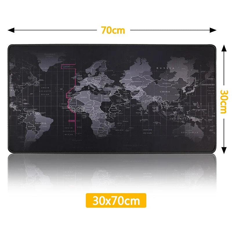 Black World Map Mouse Pad, RGB and Non-RGB Options