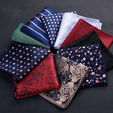 Men's Polyester Pocket Square Handkerchief Polka Dot Striped Floral Print 9 x 9 in (23 x 23 cm)