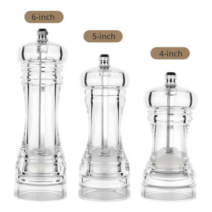Acrylic Pepper Grinder with Ceramic Rotor – Adjustable Coarseness Salt & Pepper Mill