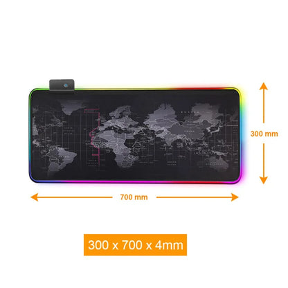Black World Map Mouse Pad, RGB and Non-RGB Options