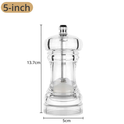 Acrylic Pepper Grinder with Ceramic Rotor – Adjustable Coarseness Salt & Pepper Mill