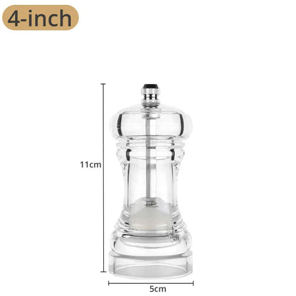 Acrylic Pepper Grinder with Ceramic Rotor – Adjustable Coarseness Salt & Pepper Mill