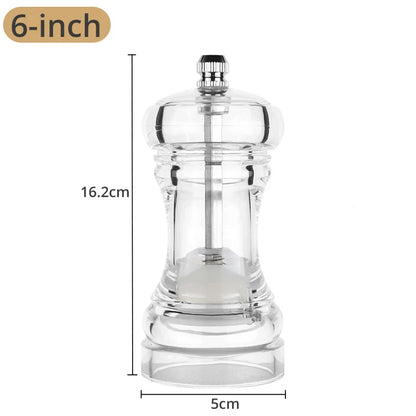 Acrylic Pepper Grinder with Ceramic Rotor – Adjustable Coarseness Salt & Pepper Mill